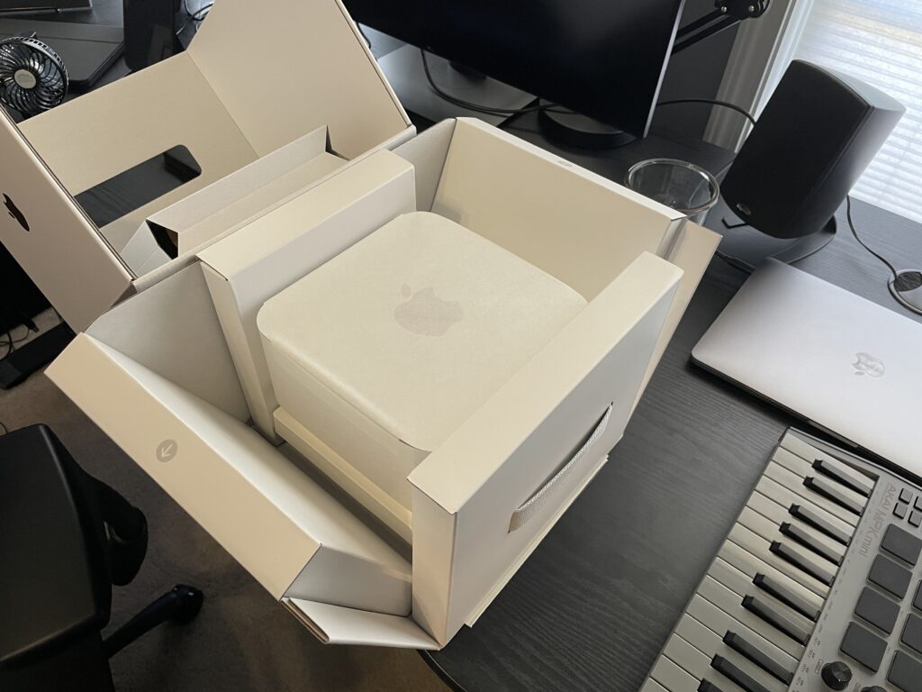 Unboxing the Mac Studio.